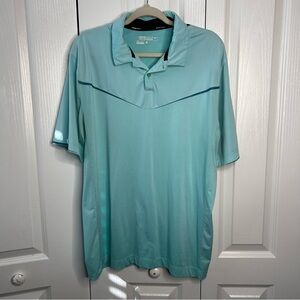 Nike Golf Tour Performance Mens Large Aqua Teal Black‎ Active Dri-Fit Polo Flaw